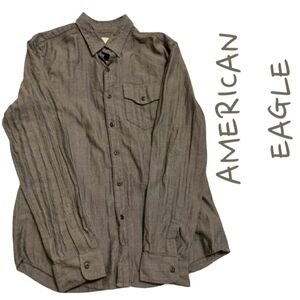 𝅺american Eagle shirt Gray button down Mens size medium